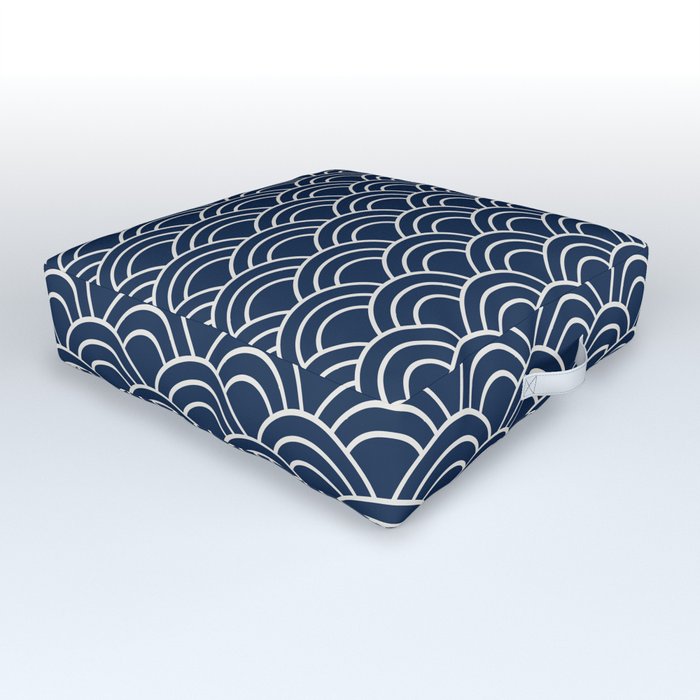 Japanese wave pattern / Seigaiha / Navy blue Outdoor Floor Cushion
