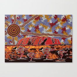 Uluru (Ayers Rock) Authentic Aboriginal Art Canvas Print