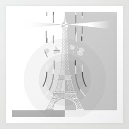 Paris - Eiffel Tower B&W Art Print