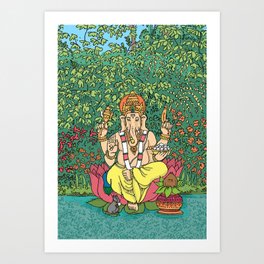 Ganesha - By the River Art Print