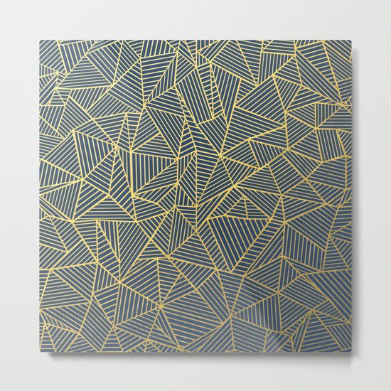 Ab Lines Gold and Navy Metal Print