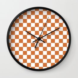 Small Checkerboard - White & Burnt Orange Wall Clock