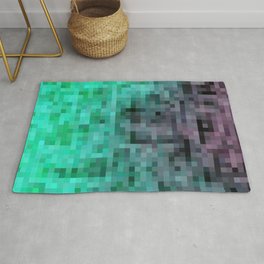 geometric pixel square pattern abstract background in green blue brown Area & Throw Rug