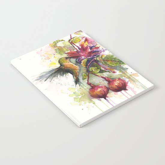 Hummingbird and Fuchsia Watercolor Notebook