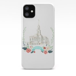LDS Payson Temple Watercolor painting with flower wreath  iPhone Case | Painting 