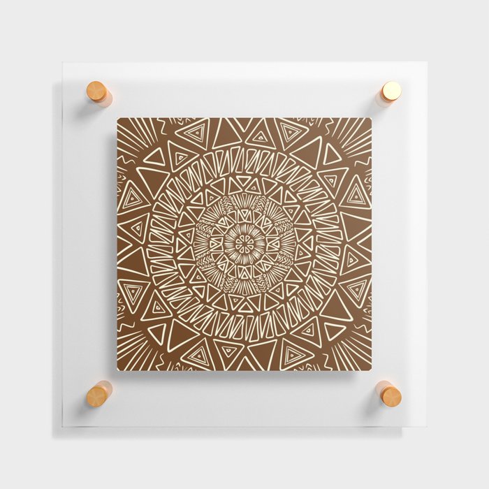 Tribal Mandala in Brown Floating Acrylic Print