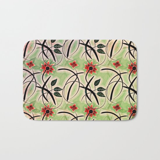 Flower Swirl Pattern Day Bath Mat