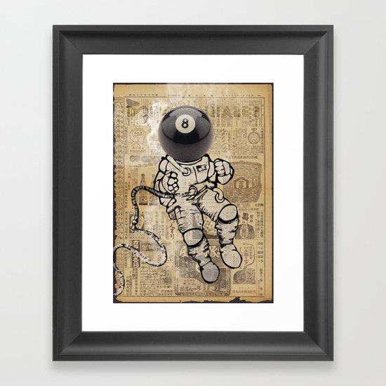 8 ball astronaut Framed Art Print
