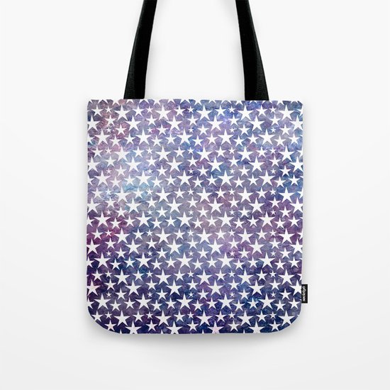 White stars on bold grunge blue background Tote Bag