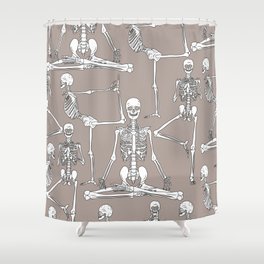 Skeleton Yoga Grey Shower Curtain