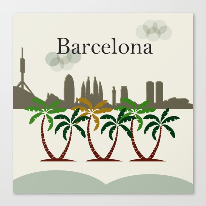 Barcelona City Illustration Canvas Print
