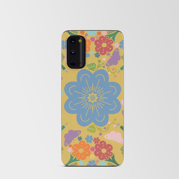 Retro Modern Butterflies And Flowers Colorful Golden Yellow Colorful Bandana Style Cottagcore Design Android Card Case
