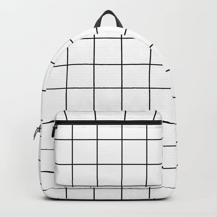 Grid Pattern Stripes Lines Black and White Minimalist Geometric Stripe Line Drawing Backpack