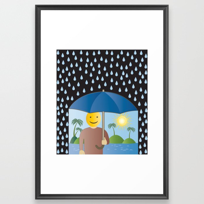 A sunny day under an umbrella Framed Art Print