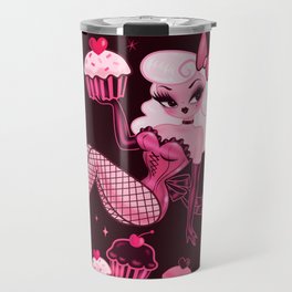 Cupcake Girl Pink on Dark Chocolate Travel Mug