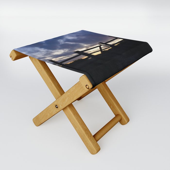 Wooden Fence at the Blue Hour Folding Stool