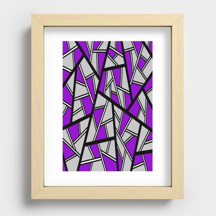Abstract geometric pattern - purple and gray. Recessed Framed Print