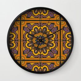 Paisley Tile - Yellow - Pattern Wall Clock
