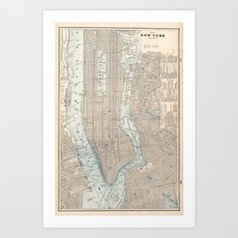 Vintage Map of New York City (1893) Art Print