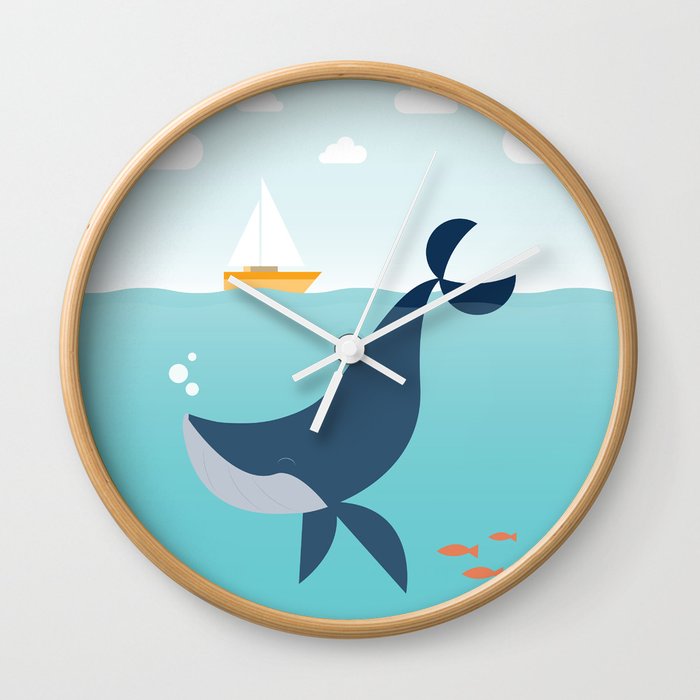 Happy Whale Wall Clock