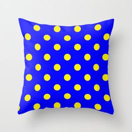 Blue Yellow Polka Dot Pattern Throw Pillow