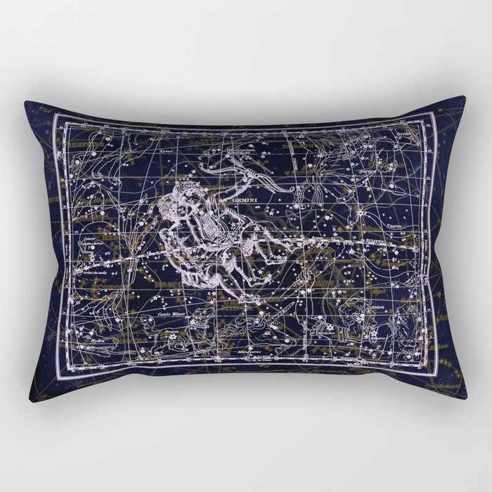 Gemini, Constellation map, Zodiac, Sign sky, Stars, Universe, astrology, astrological, signs, birth Rectangular Pillow