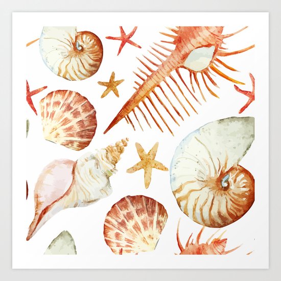 Sea Life Pattern 09 Art Print