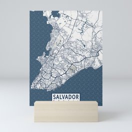 Salvador City Map of Bahia, Brazil - Coastal Mini Art Print