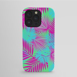 Neon Pink & Blue Tropical Print iPhone Case