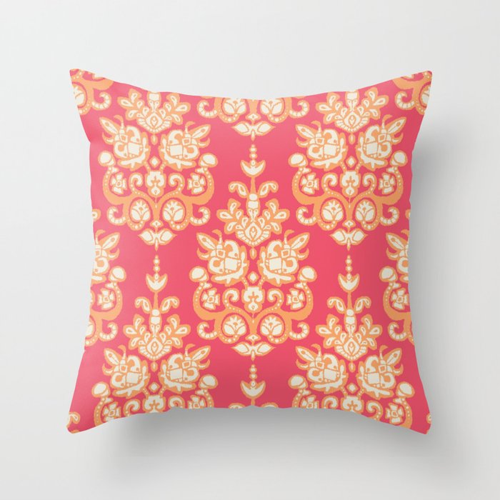 Malika damask ikat Throw Pillow