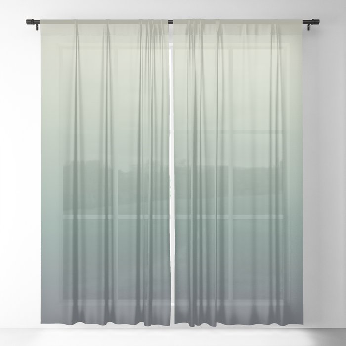 color gradient   blue ,green, grey - autumn colors Sheer Curtain