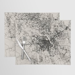 Hanoi Vietnam City Map - Black and White Aesthetic Placemat