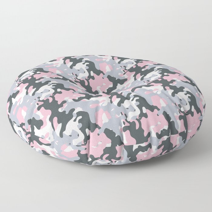 Pink and grey abstract Army camouflage Pattern  Floor Pillow