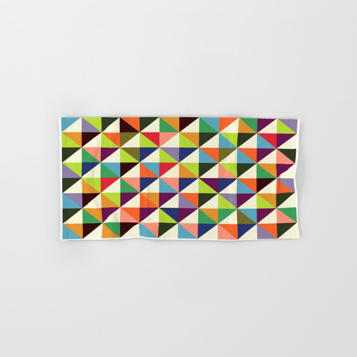 Geometric Pattern 86 (colorful mid-century triangle) Hand & Bath Towel