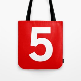 Number 5 (White & Red) Tote Bag