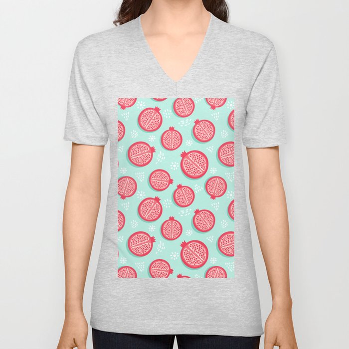 Pomegranate Frenzy V Neck T Shirt