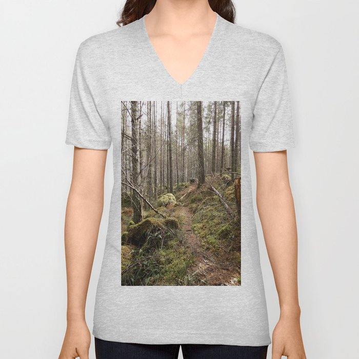 Enchanted Nature Walk in the Scottish Highlands  V Neck T Shirt