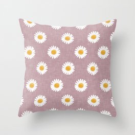daisies - mauve Throw Pillow