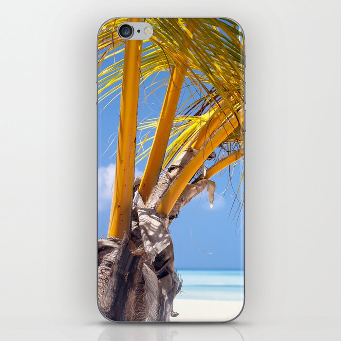 Maldives. Palm tree on the beach. iPhone Skin