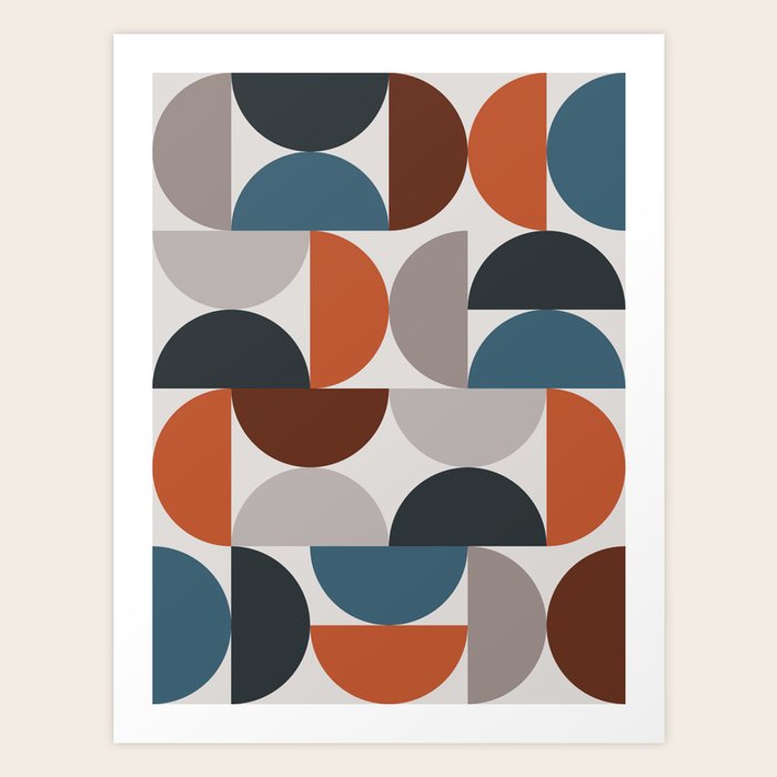 Mid Century Modern Geometric 25 Art Print by The Old Art Studio