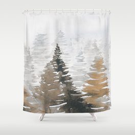 Watercolor Pine Trees 3 Shower Curtain