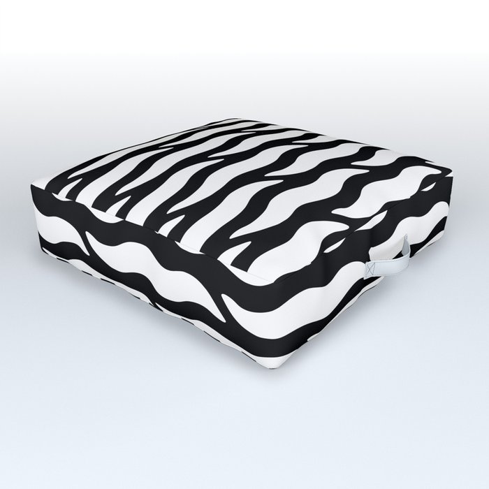 Tiger Wild Animal Print Pattern 352 Black and white Outdoor Floor Cushion