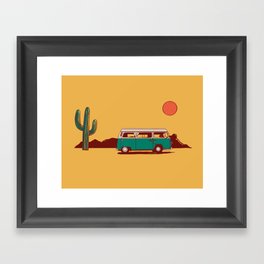Desert Dachshund in Van with Saguaro Framed Art Print