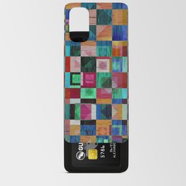 Modern Rainbow Distressed Blue Checkerboard Android Card Case