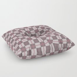 Warped Checkerboard Grid Illustration Red Brown Floor Pillow