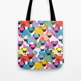 Colored Pugs Pattern - no1 Tote Bag