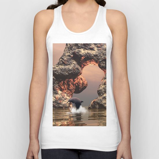 Dolphin in the sunset Unisex Tank Top