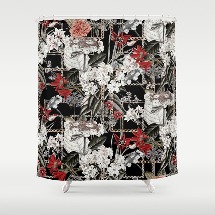 Artistic Vintage Mix Flowers With Chains Shower Curtain By