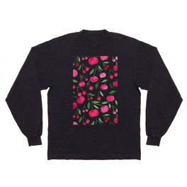 Watercolor cherries - green and pink Long Sleeve T-shirt