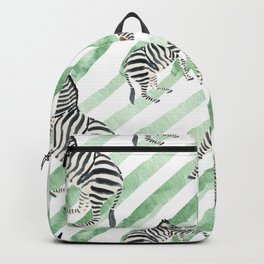 Green Striped Zebras Backpack | Zebra, Stripe, Graphic, Black Whitestripe, Watercolor, Blackwhitestripes, Graphicdesign, Zebras, Stripes, Green 
